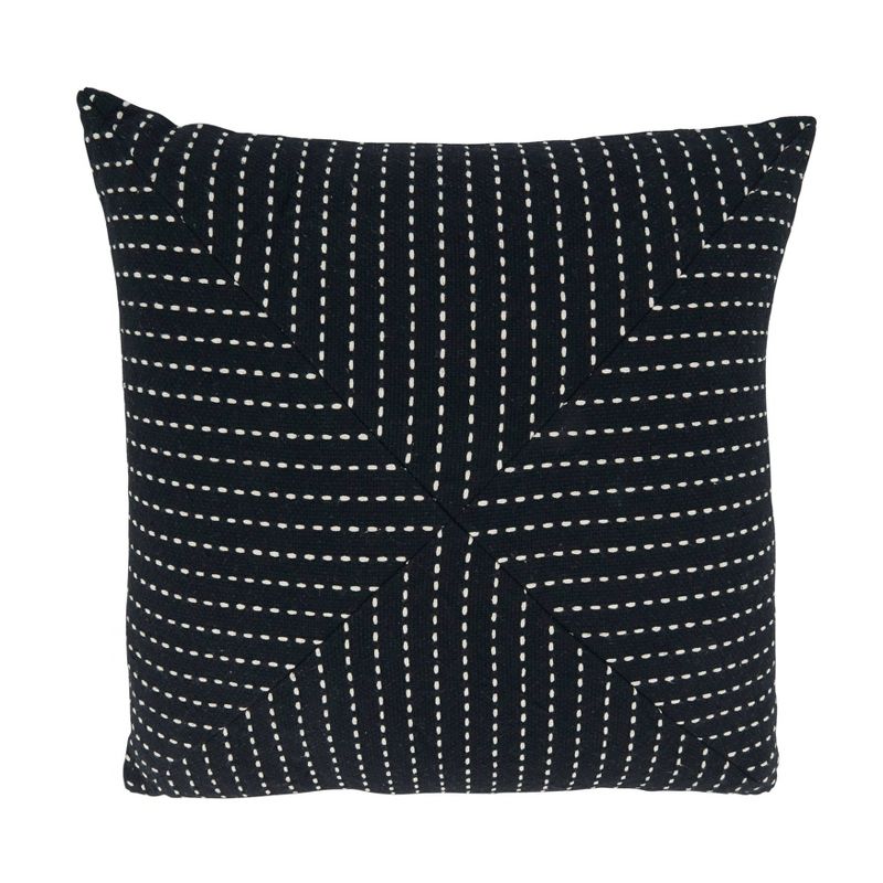 18&#34;x18&#34; Stitched Patchwork Design Square Pillow Cover Black - Saro Lifestyle, 1 of 7