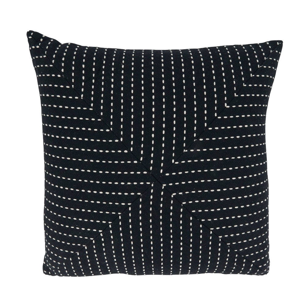 Photos - Pillowcase 18"x18" Stitched Patchwork Design Square Pillow Cover Black - Saro Lifesty