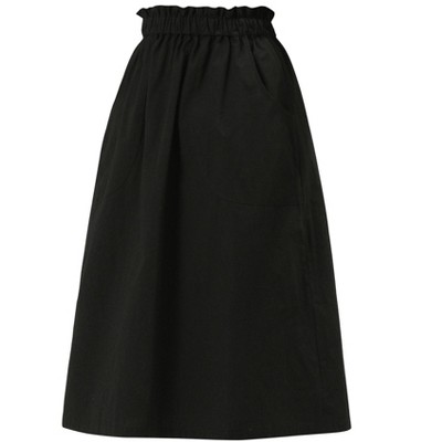 INSPIRE CHIC Women's Casual Elastic Waist Peasant A-Line Midi Skirts with Pockets