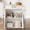 Kitchen Island Cart with Storage, Mobile Rolling Island with Glass Cabinet Doors & Spice Rack for Dining Room & Kitchen, Natural - 2 of 4