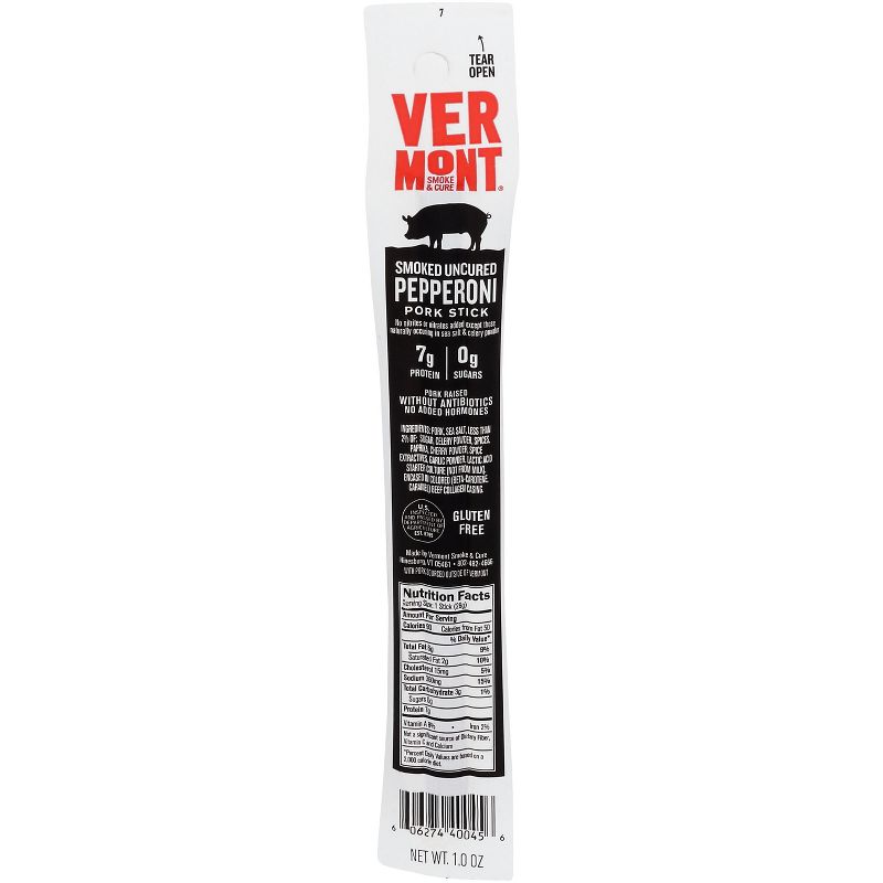 Vermont Smoke & Cure Smoked Uncured Bacon Pork Stick Pepperoni - Case of 24 - 1 oz, 1 of 2