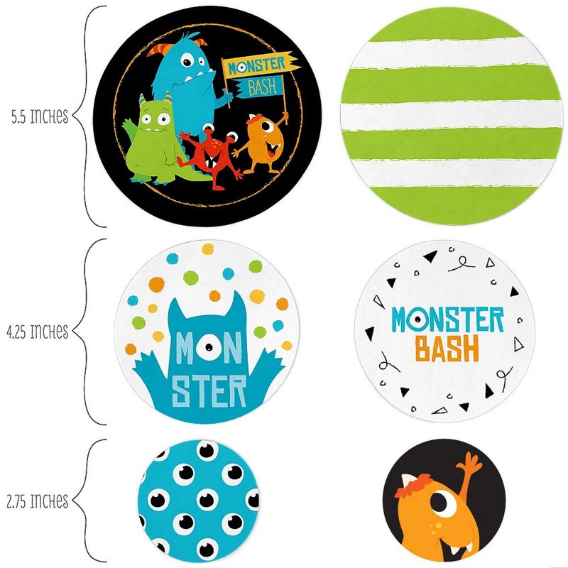 Big Dot of Happiness Monster Bash - Little Monster Birthday Party or Baby Shower Giant Circle Confetti - Party Decorations - Large Confetti 27 Count, 2 of 7