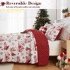 Christmas Quilt Set, Reversible Printed 3 Pieces Quilts Coverlet Bed Set Holiday Decorative Bedding, Soft Microfiber Fabric - 4 of 4