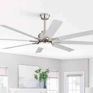 TOBILI 52-Inch Ceiling Fan With Lights,6 Wind Speed,With 8 Black ABS Blades,Voice ,Fan For Bedroom,Living Room,Patio,Kitchen,etc - 1 of 4