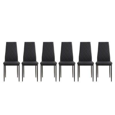 MAYEERTY 4-Piece PU Dining Chair Set - Diamond-Shaped Upholstered Chairs with Soft Leather Surface