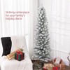 NAYSAYE 5ft Artificial Pencil Christmas Tree with 263 Snow Flocked Tips and Stable Metal Base for Holiday Decoration, Green, 17.7"*17.7"*59.1" - 4 of 4