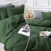 Queen Duvet Cover Set, 98x98, Linen Look,100 Washed Cotton, Zipper Closure, Breathable, Forest Green No Comforter - 3 of 4