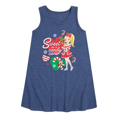 JoJo Siwa Sweet As A Candy Cane Graphic Sleeveless Aline Dress - Heather Navy - Medium