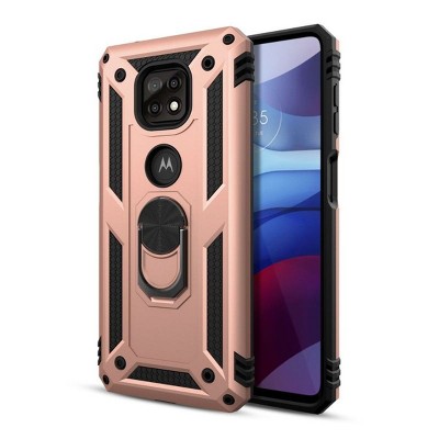 MyBat Anti-Drop Hybrid Protector Case (with Ring Stand) Compatible With Motorola Moto G Power (2021) - Rose Gold / Black