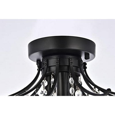 Matte Black and Crystal 16-Inch Flush Mount Light