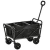 Outsunny Collapsible Utility Wagon, Heavy Duty Folding Cart, 132 lbs. Capacity Steel Frame, All-Terrain Wheels, Adjustable Handle, Bag, Black - 4 of 4