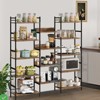 Triple-Wide 5-Tier Industrial Bookshelf – Tall Rustic Bookcase with 4 Open Display Shelves for Bedroom or Home Office - 2 of 4