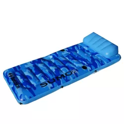 Swimline 80" Inflatable 1-Person Camouflage Sumo Sized Swimming Pool Floating Air Mattress Raft - Blue