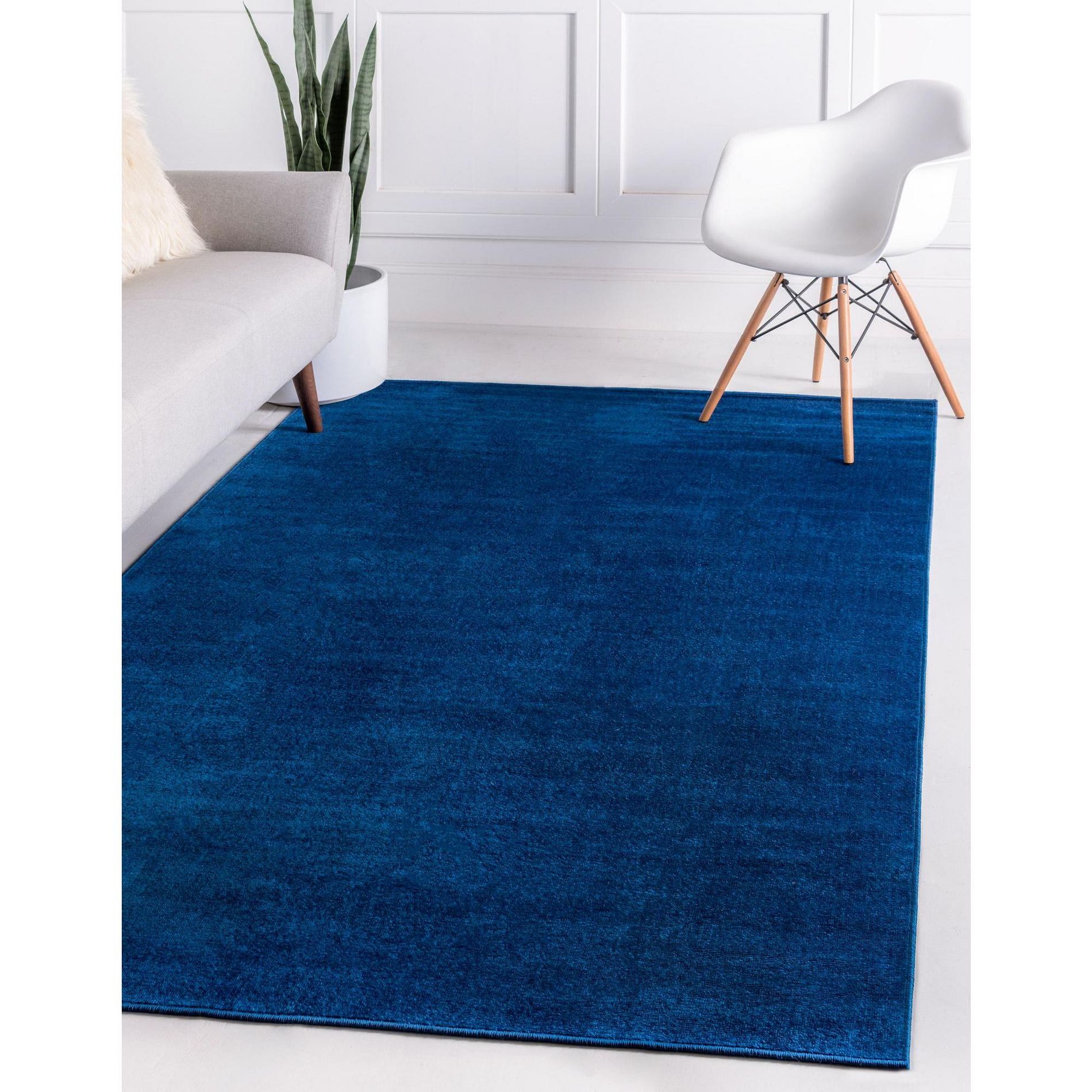 Unique Loom Williamsburg Collection Area Rug - Solid (4'  x 6' Rectangle Navy Blue)