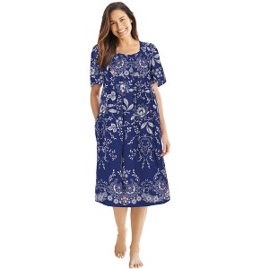 Only Necessities Women's Plus Size Mixed Print Short Lounger - 1 of 4