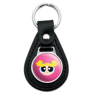 Powerpuff Girls Bubbles Head Black Leather Keychain - 1 of 4