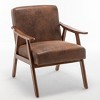 VYNXARIA Accent Chair in Brown Microfiber with Solid Wood Frame for Mid-Century Modern Style - 4 of 4