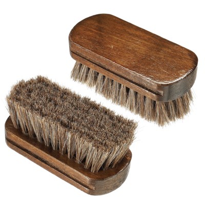 Unique Bargains Horsehair Handheld Shoes Brush for Leather Boots 2 Pcs