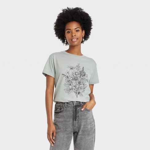 Women's Kindness Short Sleeve Graphic T-shirt - Green Floral : Target