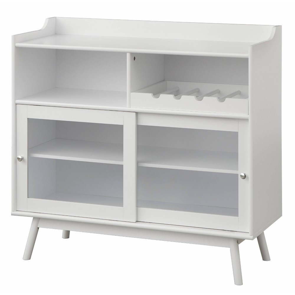 Dublin Bar Cabinet with Sliding Glass Doors White - Buylateral