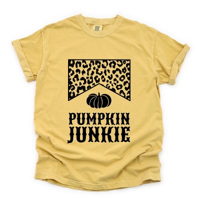 Simply Sage Market Leopard Pumpkin Junkie Garment Dyed Tee - L - Mustard
