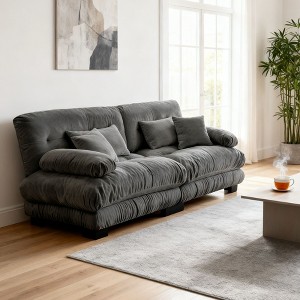 Homy Casa Deep Cushioned Pillow Back Sofa with Plush Armrests for Living Room and Apartment, White - 1 of 4