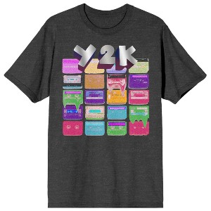 2K Tech Y2K Cassette Tapes Crew Neck Short Sleeve Charcoal Heather Men's T-shirt - 1 of 3