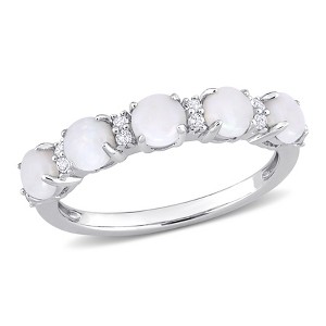 EVERLY JEWELRY | Sterling Silver 1 CT TGW White Topaz Opal Fashion Ring - 1 of 4