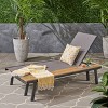 GDFStudio Spyridon Outdoor Mesh and Aluminum Adjustable Chaise Lounge with Built In Side Table, Gray/Black/Natural - 2 of 4