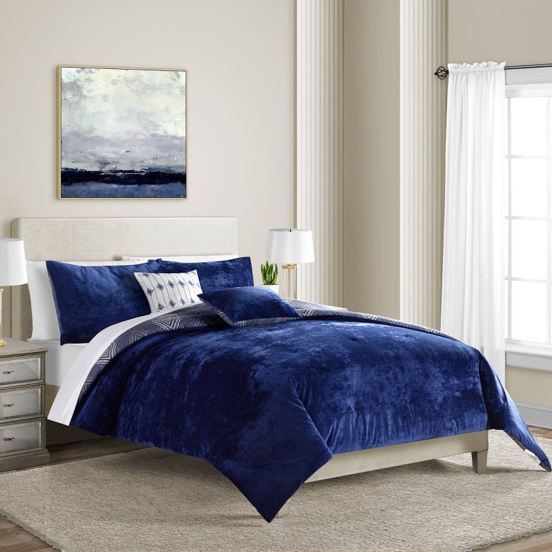 Geo Comforter Set Navy Blue - Lanwood Home, 3 of 10