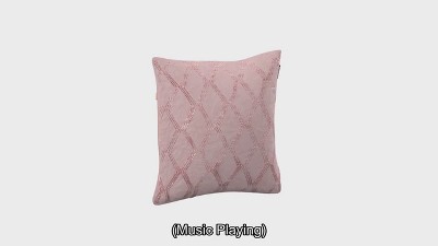 Blush Pink Embroidered Velvet Square Throw Pillow