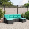vidaXL 6 Piece Patio Sofa Set with Cushions Black Poly Rattan - without storage - 2 of 4