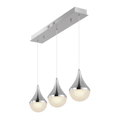 Teardrop Modern Mid-Century Iron/Acrylic Linear LED Pendant Chrome/White - JONATHAN Y