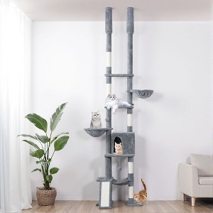 GOTGELIF Floor to Ceiling 85.6"-114" Adjustable Cat Tree with 7 Levels, Scratching Posts For 3-4 Cats - 1 of 4