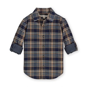 Hope & Henry Boys'  Convertible Double Weave Button Down Shirt, Infant - 1 of 4