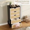 Natural Rattan 5 Drawer Dresser, Oak Wooden Chest of Drawer with Solid Metal Legs, Farmhouse Storage Cabinet for Bedroom, Living Room, Entryway - 4 of 4
