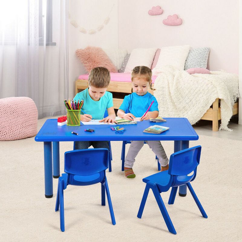 Costway Kids Plastic Rectangular Learn and Play Table Playroom Kindergarten Home Blue, 4 of 11