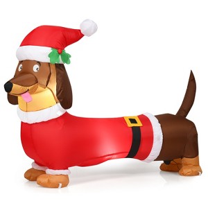 Tangkula 5 FT Christmas Inflatable Dog with Internal Bulbs& Waterproof Blower - 1 of 4