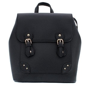 CTM Women's Synthetic Leather Backpack with Buckle Flap - 1 of 3