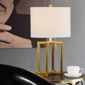 Marilou Table Lamp Gold Brussels Off-White - StyleCraft: Contemporary Metal Body, Linen Shade, UL Listed, 22" Height - 1 of 4