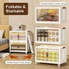 Racxily 3Pcs Foldable Storage Bins with Lid Front Magnetic Door Collapsible Stackable Closet Organizer Containers with 4Pcs 360¡ã Rotatable Wheels - 2 of 4