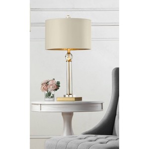 29.5" Traditional Metal Table Lamp with Crystal Accents Gold - Ore International: Elegant Linen Shade, UL Listed - 1 of 4