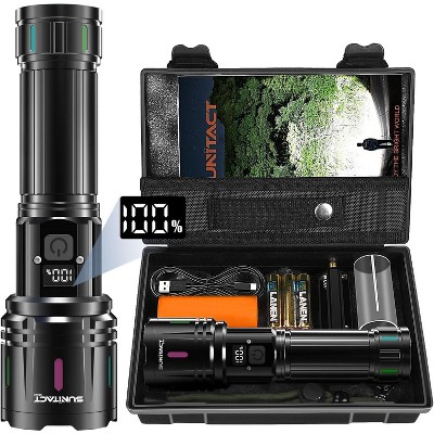 Flashlight LED High Lumen Rechargeable, 2000 Lumens XHM90.2 Super Bright Flashlight, Strobe Light, Powerful Handheld Flashlight with Holster