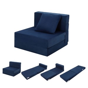Convertible Folding Sofa Bed, Futon Sleeper Chair with Pillow, High-Density Memory Foam Sofa Bed, Foldable Mattress for Living Room/Dorm/Apartment - 1 of 4