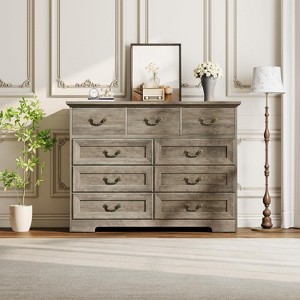 Farmhouse 9-Drawer Dresser for Bedroom- Vintage Rustic Wood Chest for Clothes & Essentials, Versatile Organizer for Bedroom, Living Room & Hallway - 1 of 4