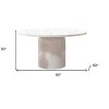 HomeRoots 60" Gray and White Marble Pedestal Base Round Top Dining Table - 3 of 4