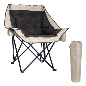 MUKE Oversized Padded Camping Chair for Adults, Heavy Duty Foldable Lawn Chair with Cup Holder & Cooler Bag, Thick Padded Camp Chair for Camping - 1 of 4