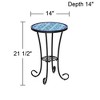 Teal Island Designs Coastal Black Round Outdoor Accent Side Tables 14" Wide Set of 2 Blue Stars Mosaic Tabletop Front Porch Patio Home House - 4 of 4