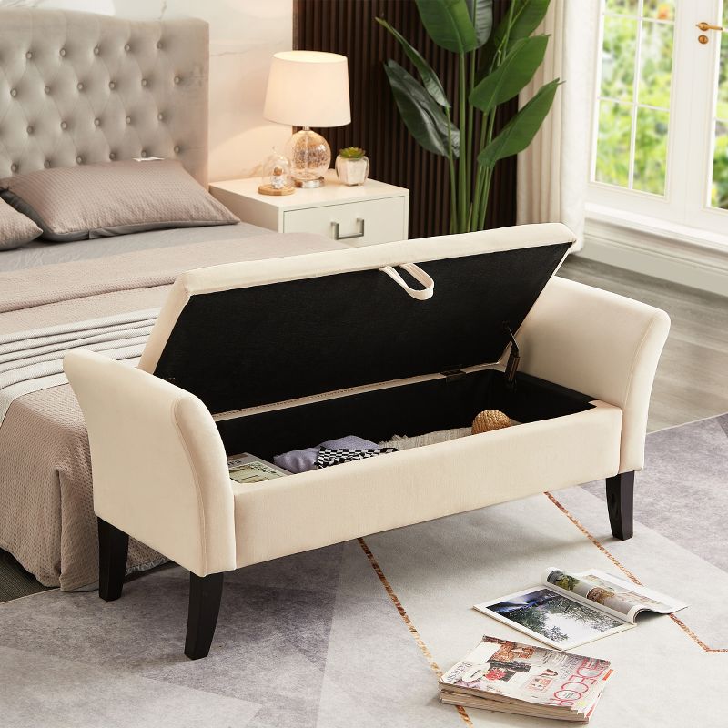 51.5" Velvet Tufted Storage Bench with Arms - ModernLuxe, 2 of 10