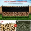 Firewood Rack Outdoor with Waterproof Cove, Heavy Duty Logs Holder for Indoor Fireplace Metal Wood Pile Storage  Organizer Two sections - 3 of 4